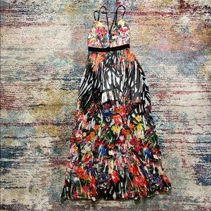 Bebe floral zebra maxi dress